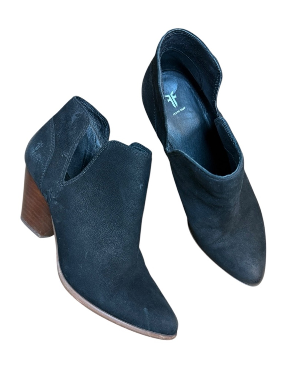 FRYE Black Leather Pointed Toe Slip-On Western Booties Women’s Shoes US Size 9 M